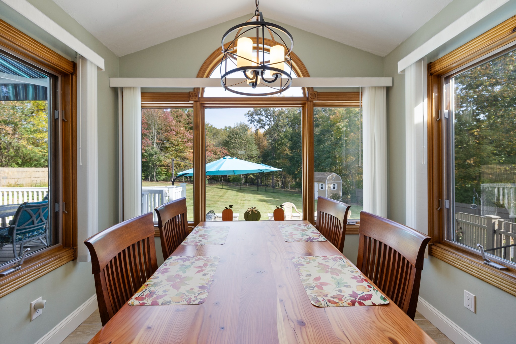 Interior / Dining space with garden views